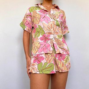 Button up floral lounge set